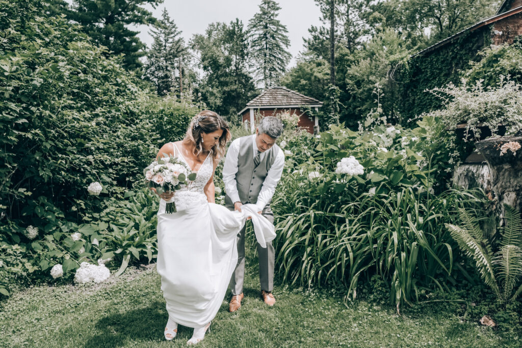 Bride and groom, First Look at Camrose Hill, MN