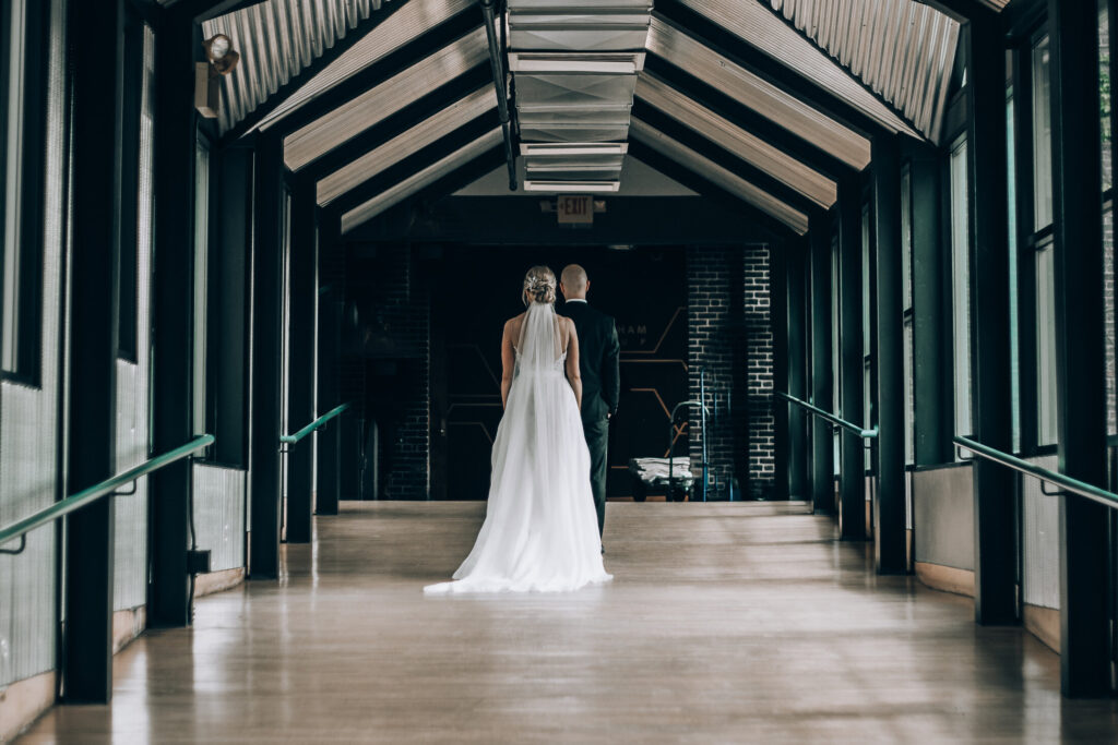 Bride and Groom, first look at Aster Cafe, River Room, St