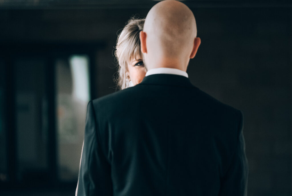 Bride and Groom, first look at Aster Cafe, River Room, St